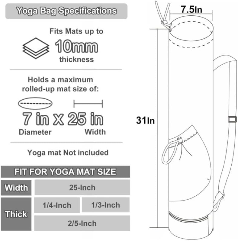 Fullishment Yoga Gym Bag -Large Capacity Gym Bag with Yoga Mat Holder Water Resistant Workout Bag for Travel Workout Daily - Image 5